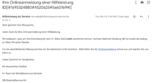 Screenshot E-Mail der MSZ